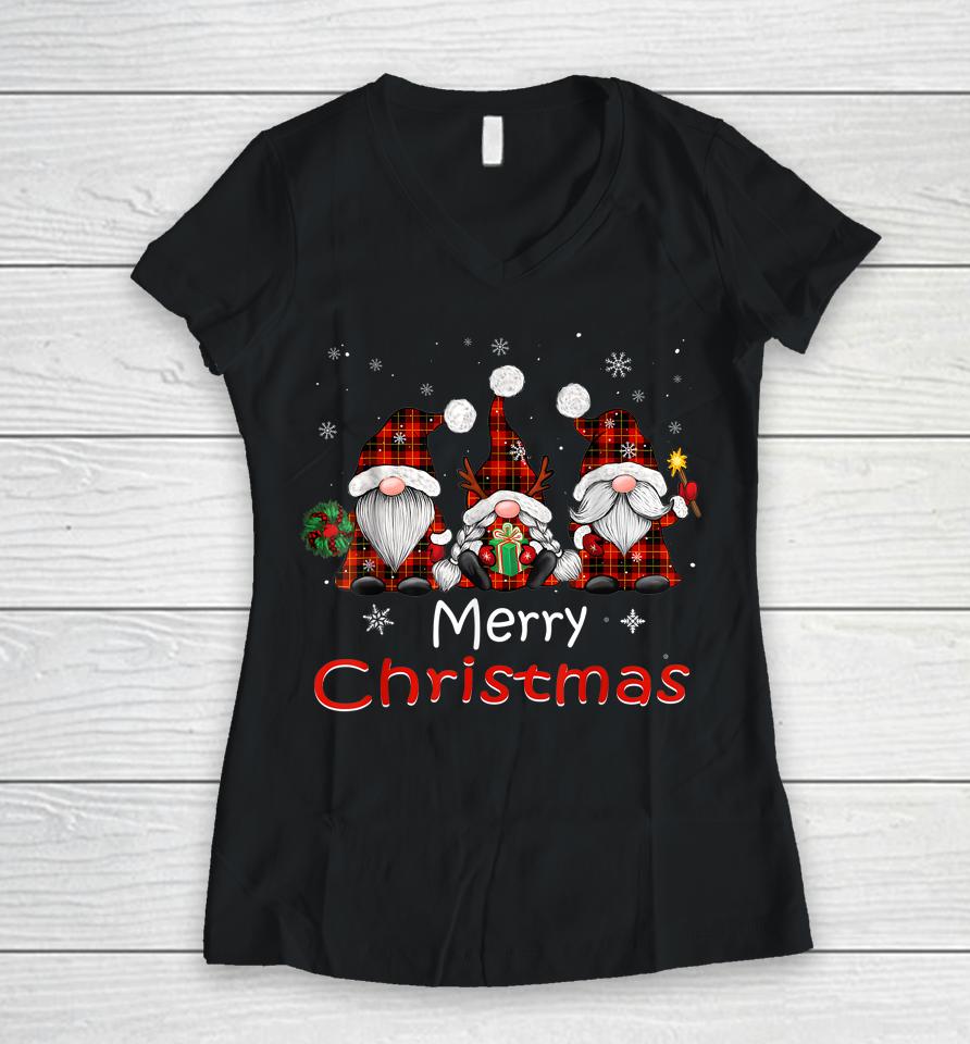 Merry Christmas Gnomes Women V-Neck T-Shirt