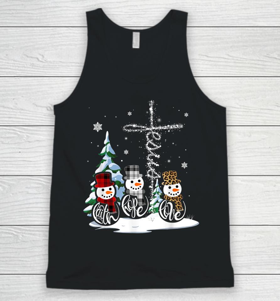 Merry Christmas Snowmen Faith Hope Love Christmas Unisex Tank Top