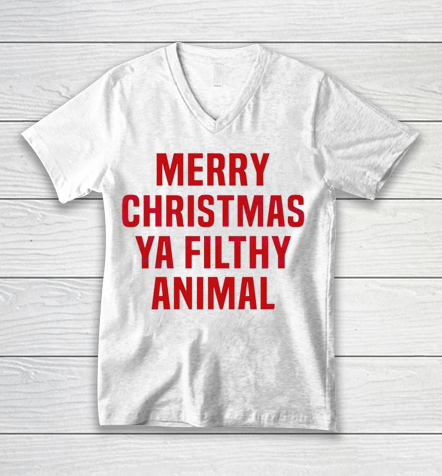 Merry Christmas Ya Filthy Animal Unisex V-Neck T-Shirt