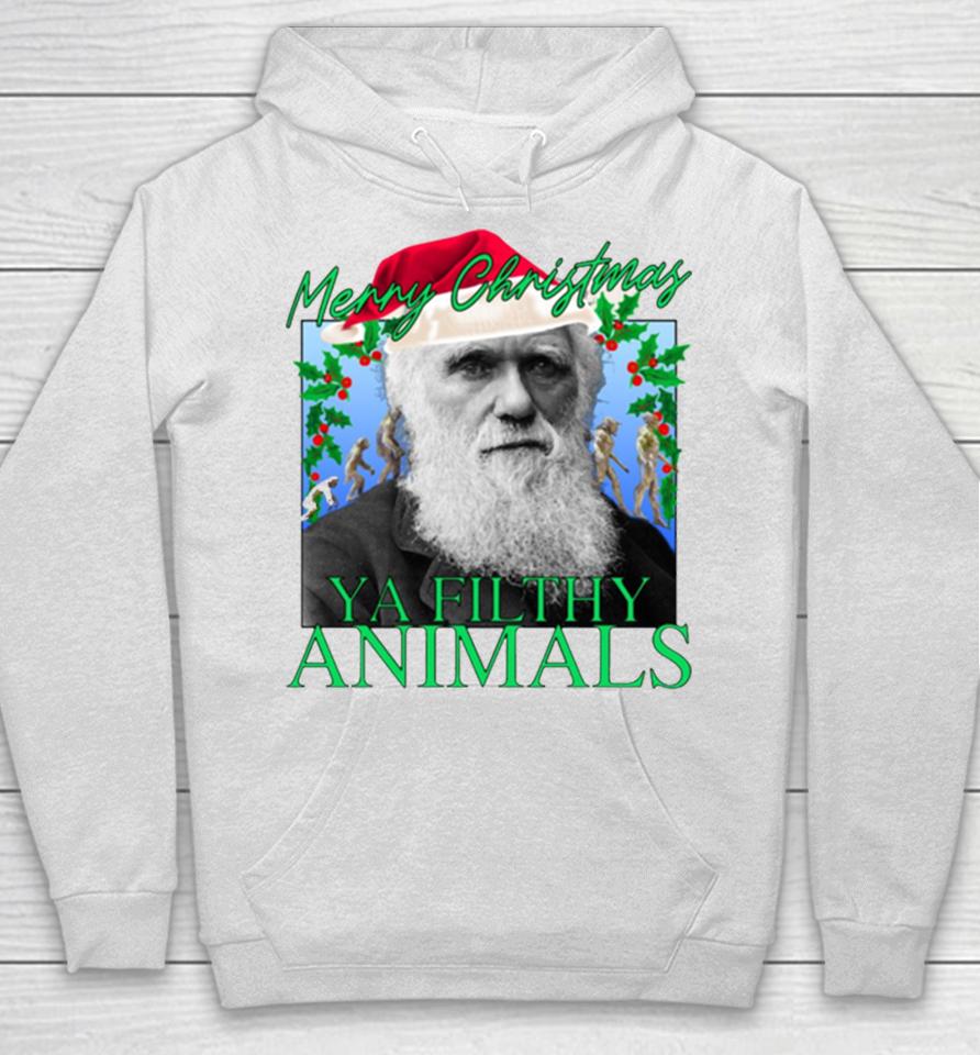 Merry Christmas Ya Filthy Animals Charles Darwin Santa Hoodie