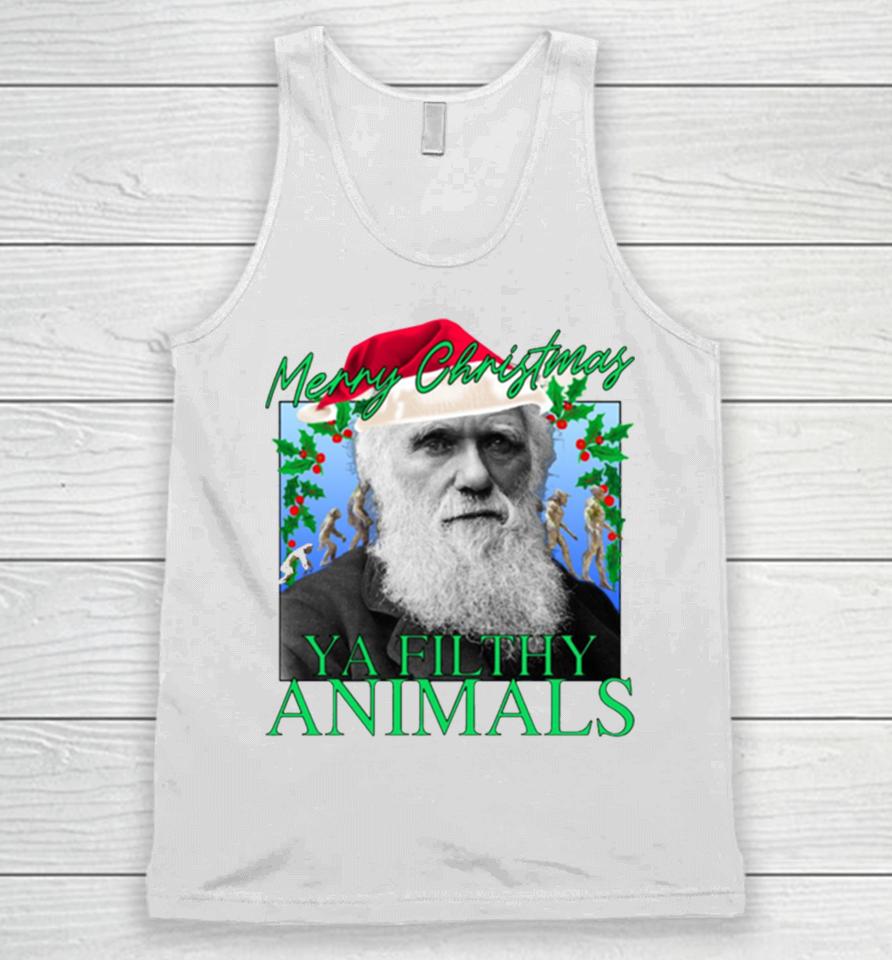Merry Christmas Ya Filthy Animals Charles Darwin Santa Unisex Tank Top