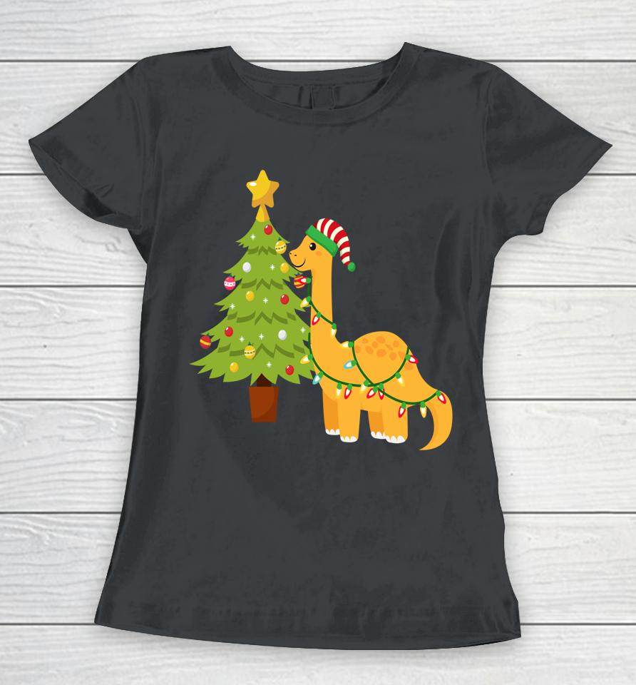 Merry Dino Christmas Women T-Shirt