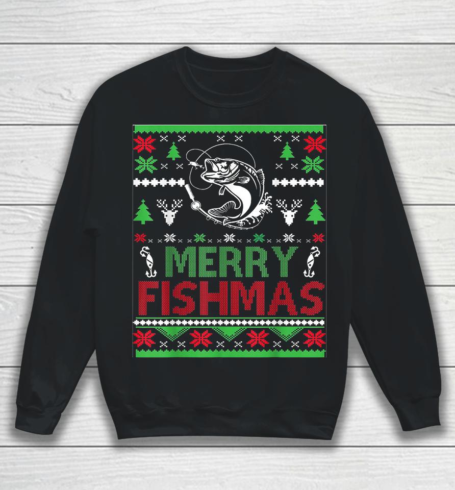 Merry Fishmas Fishing Ugly Christmas Sweatshirt