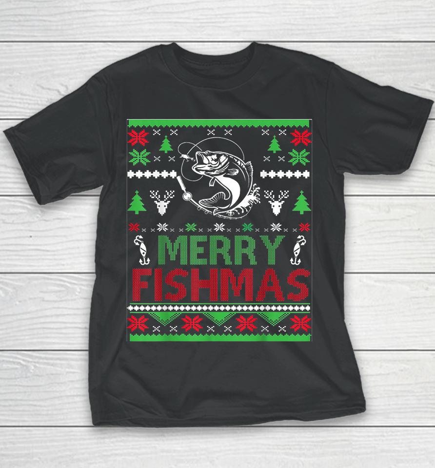 Merry Fishmas Fishing Ugly Christmas Youth T-Shirt