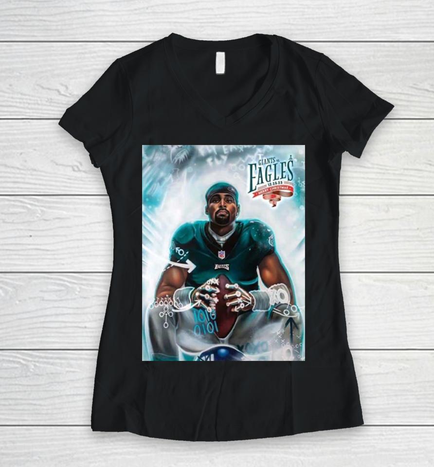 Merry Gameday Philadelphia Eagles Vs New York Giants Nfl Official Poster Women V-Neck T-Shirt
