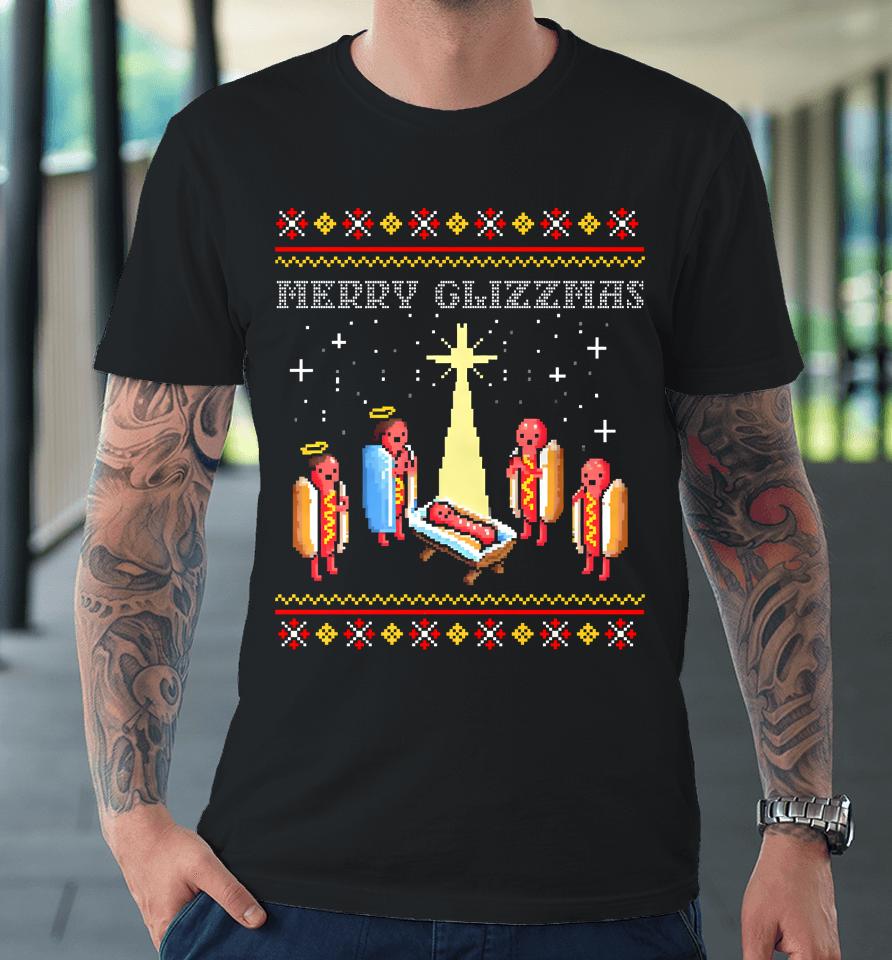 Merry Glizzmas Tacky Funny Merry Christmas Hot Dogs Premium T-Shirt