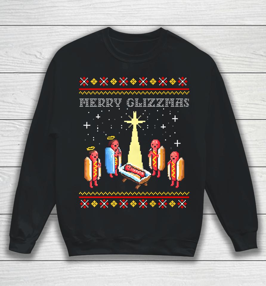 Merry Glizzmas Tacky Funny Merry Christmas Hot Dogs Sweatshirt