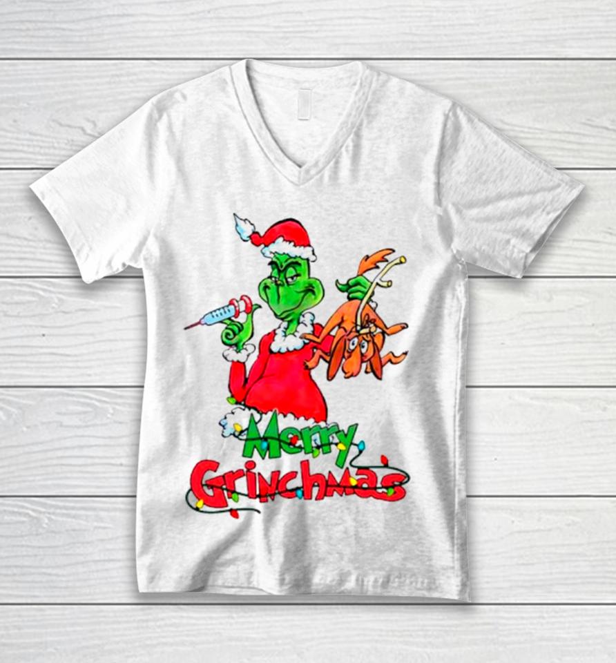 Merry Grinchmas Nurse Merry Christmas Unisex V-Neck T-Shirt