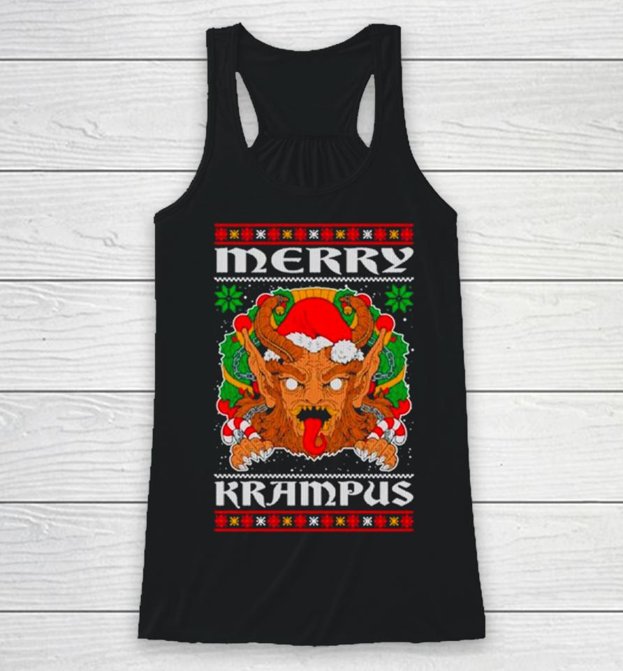 Merry Krampus Santa Folklore Figure Horror Ugly Christmas Racerback Tank