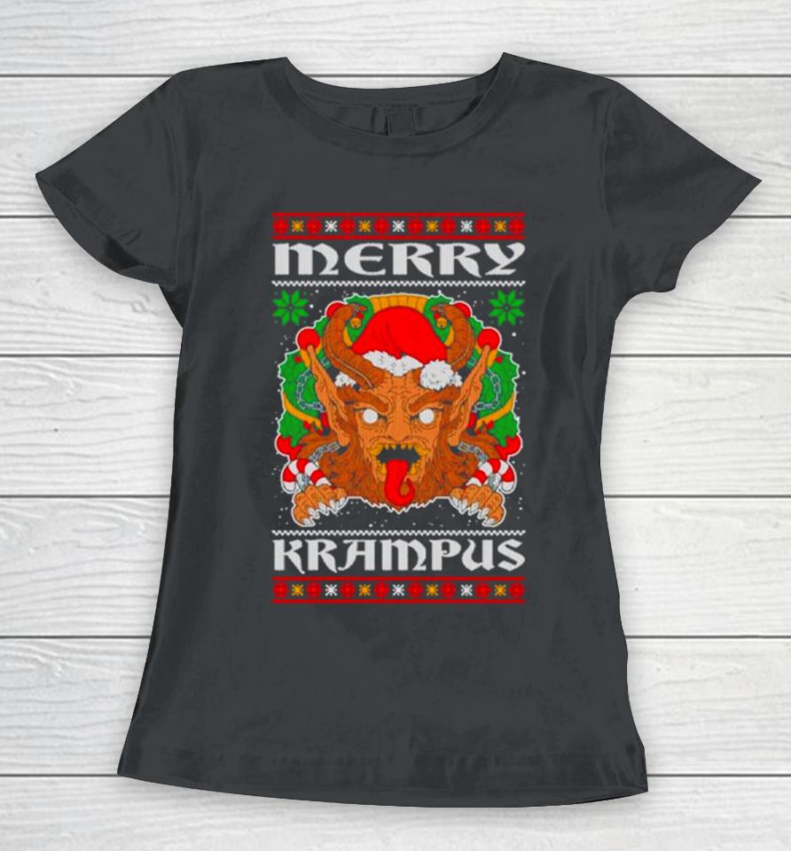 Merry Krampus Santa Folklore Figure Horror Ugly Christmas Women T-Shirt