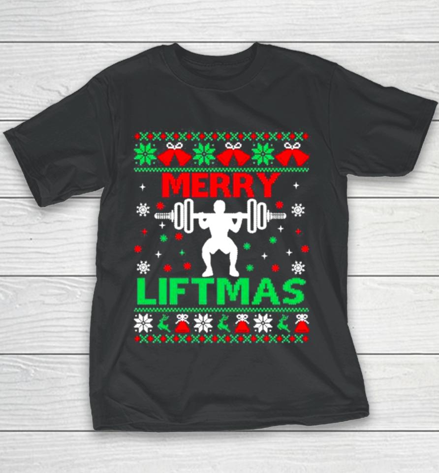 Merry Liftmas Fitness Ugly Christmas Workout Gym Youth T-Shirt