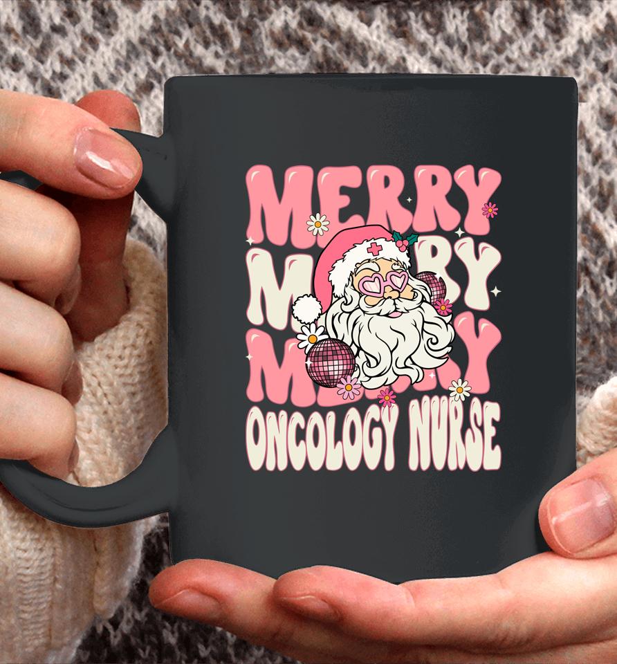 Merry Oncology Nurse Christmas Retro Pink Oncology Nurse Coffee Mug