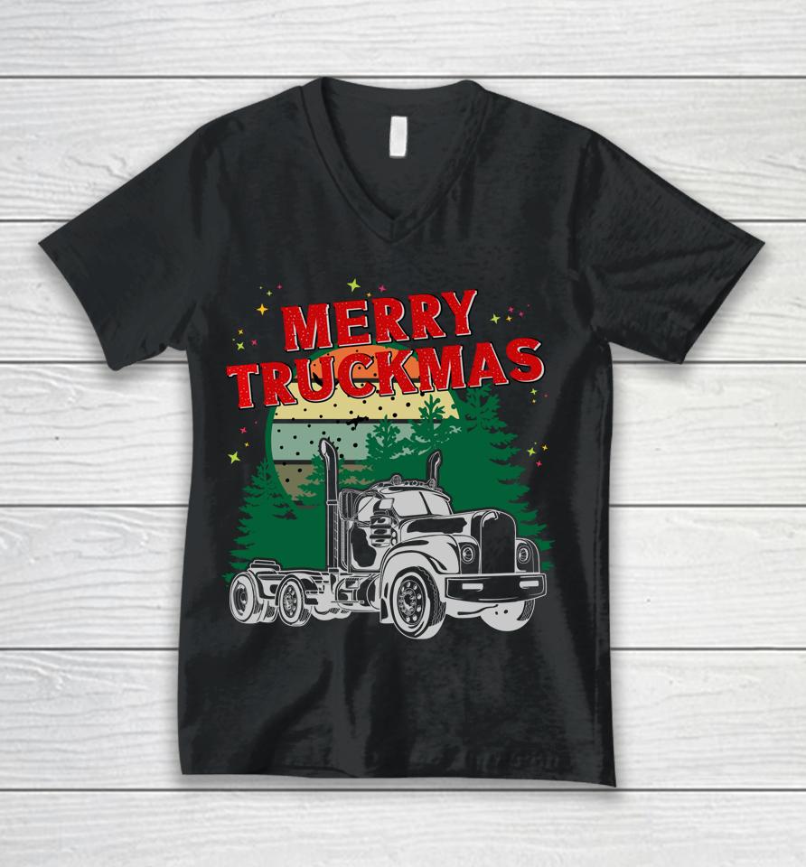 Merry Truckmas - Funny Christmas Trucker Unisex V-Neck T-Shirt
