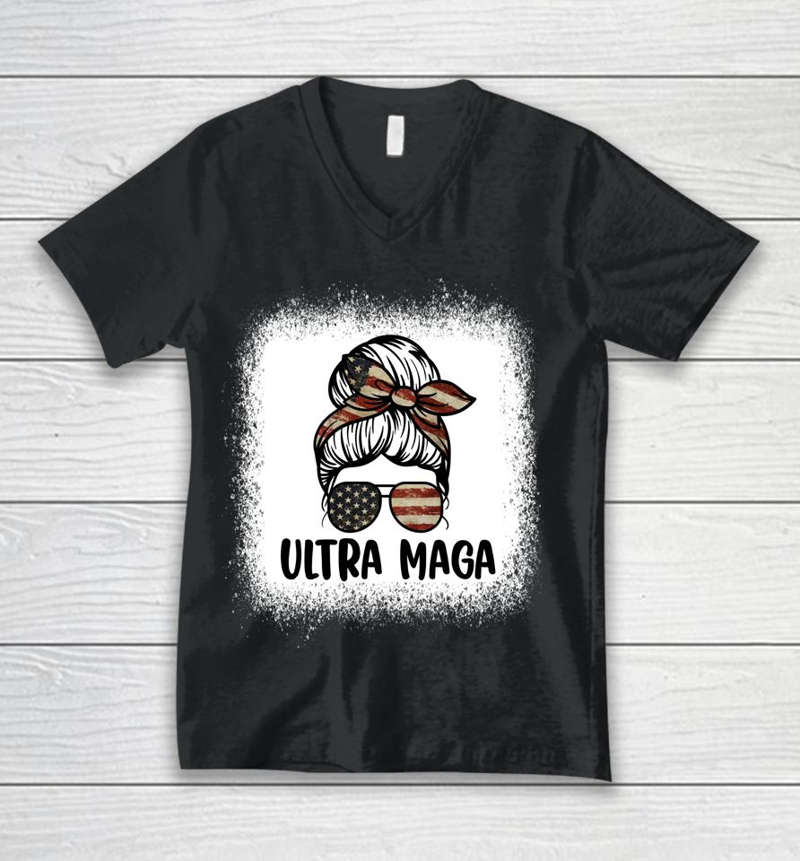 Messy Bun Bleached Ultra Maga Unisex V-Neck T-Shirt
