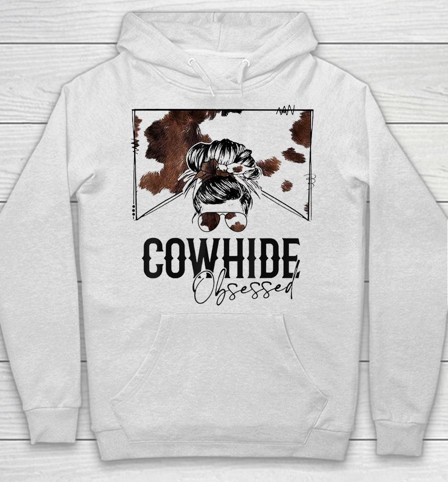Messy Bun Cowhide Obsessed Western Hoodie
