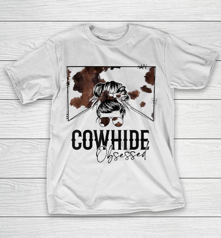 Messy Bun Cowhide Obsessed Western T-Shirt