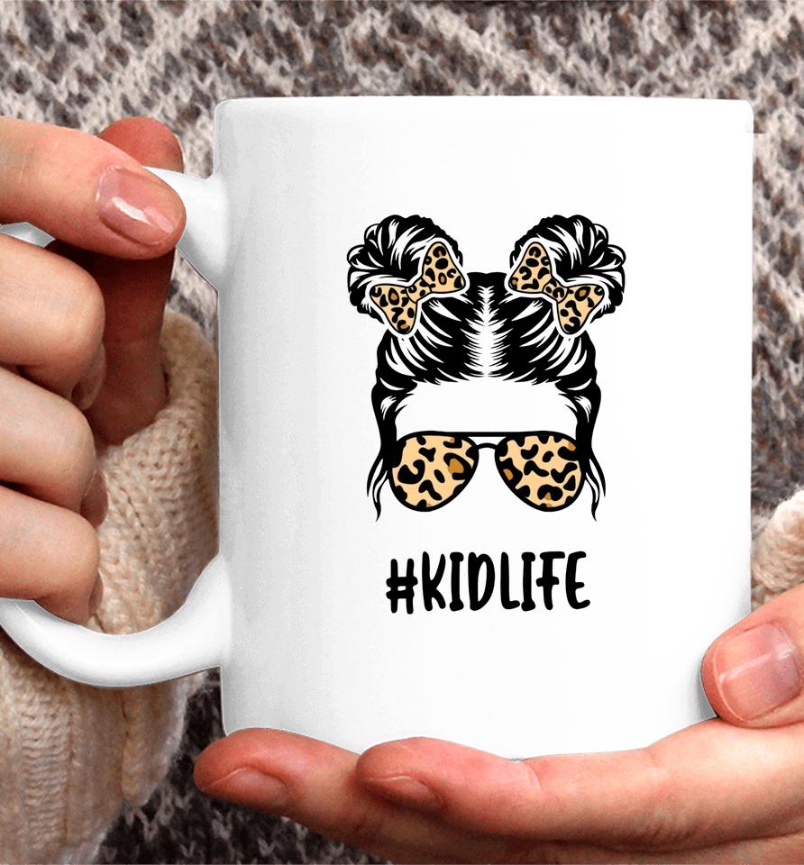 Messy Bun Kid Life Leopard Matching Mom Daughter Girl Kids Coffee Mug