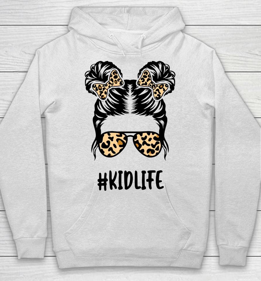 Messy Bun Kid Life Leopard Matching Mom Daughter Girl Kids Hoodie
