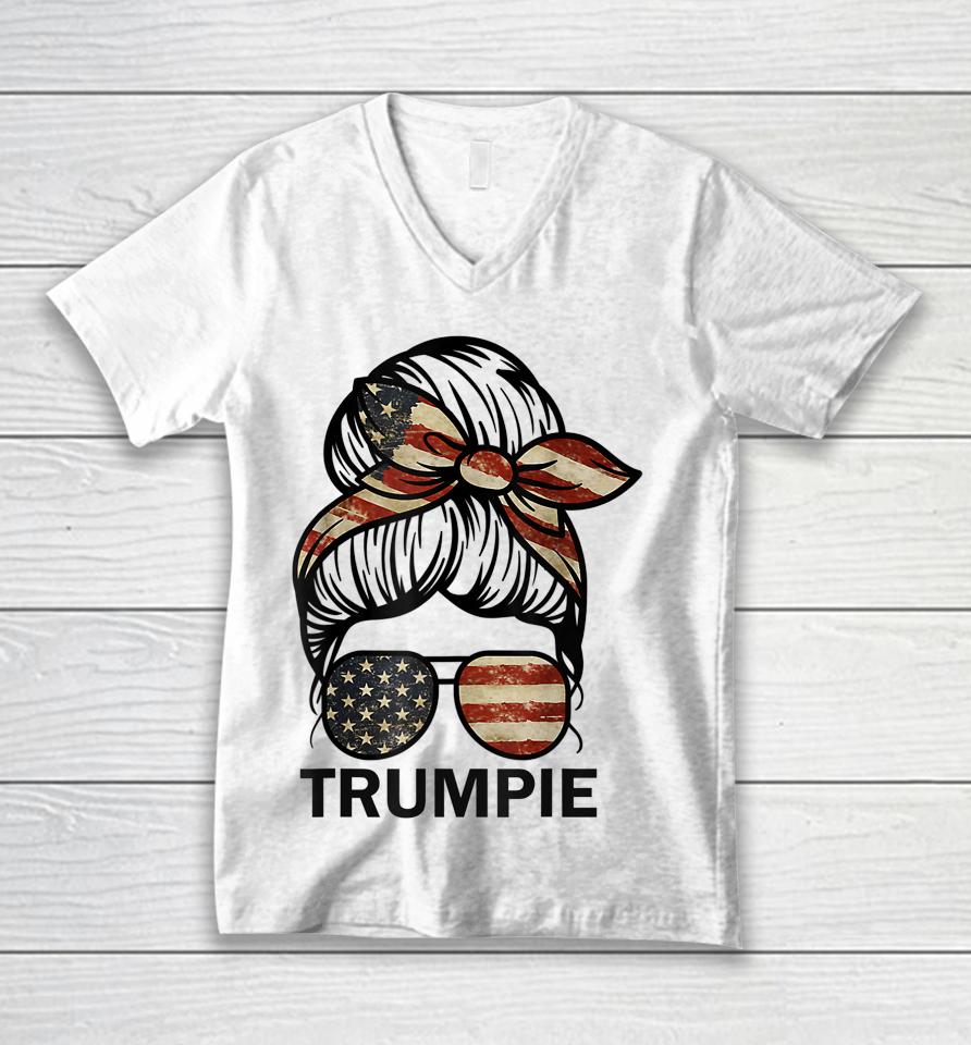 Messy Bun Trumpie Unisex V-Neck T-Shirt