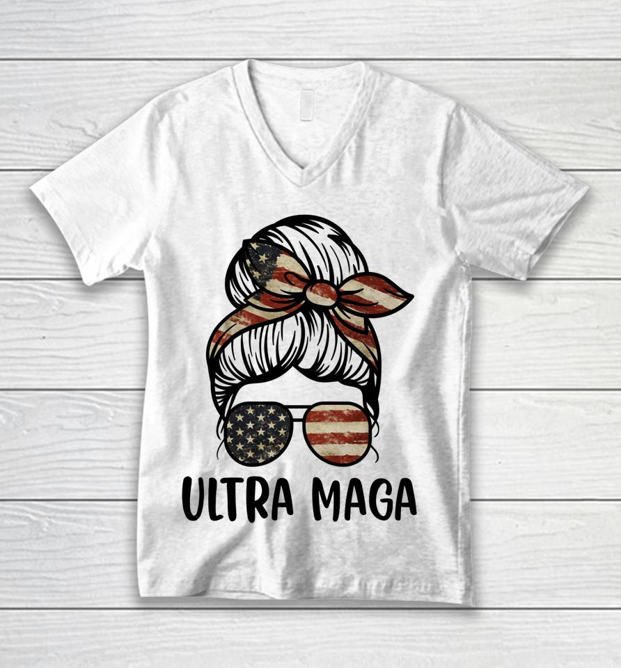 Messy Bun Ultra Maga Unisex V-Neck T-Shirt