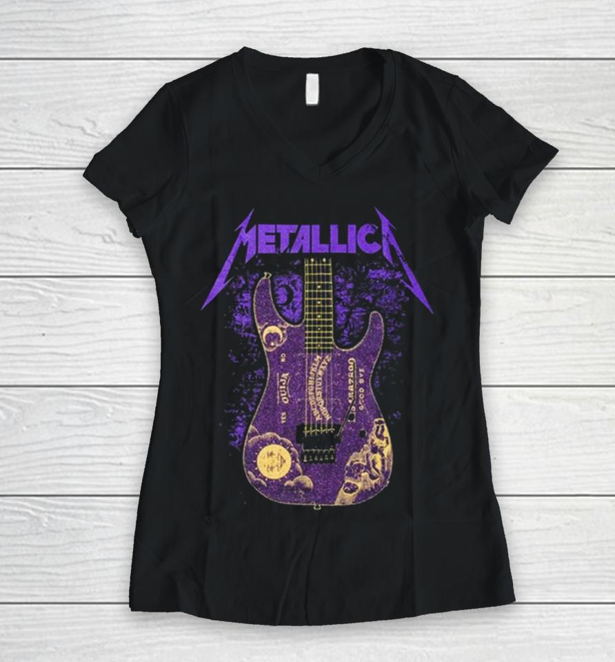 Metallica Kirk Hammett Purple Ouija Guitar Women V-Neck T-Shirt