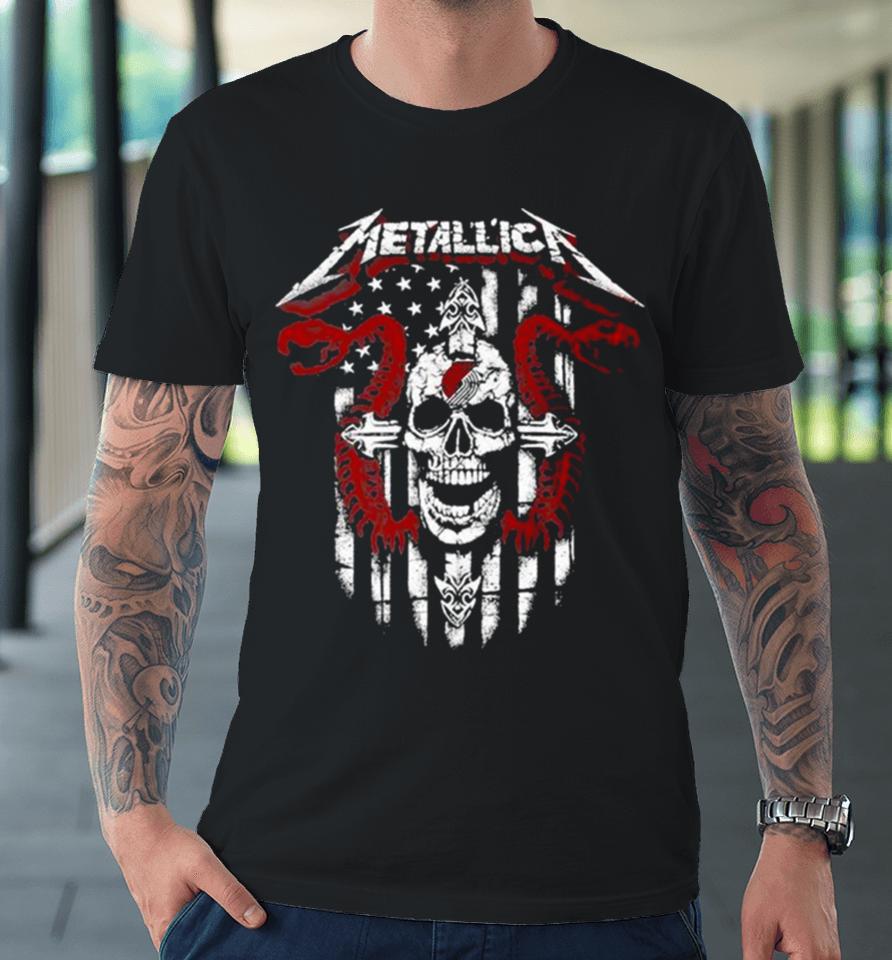 Metallica Snake Skull Portland Trail Blazers Logo Gildan 2023 Premium T-Shirt