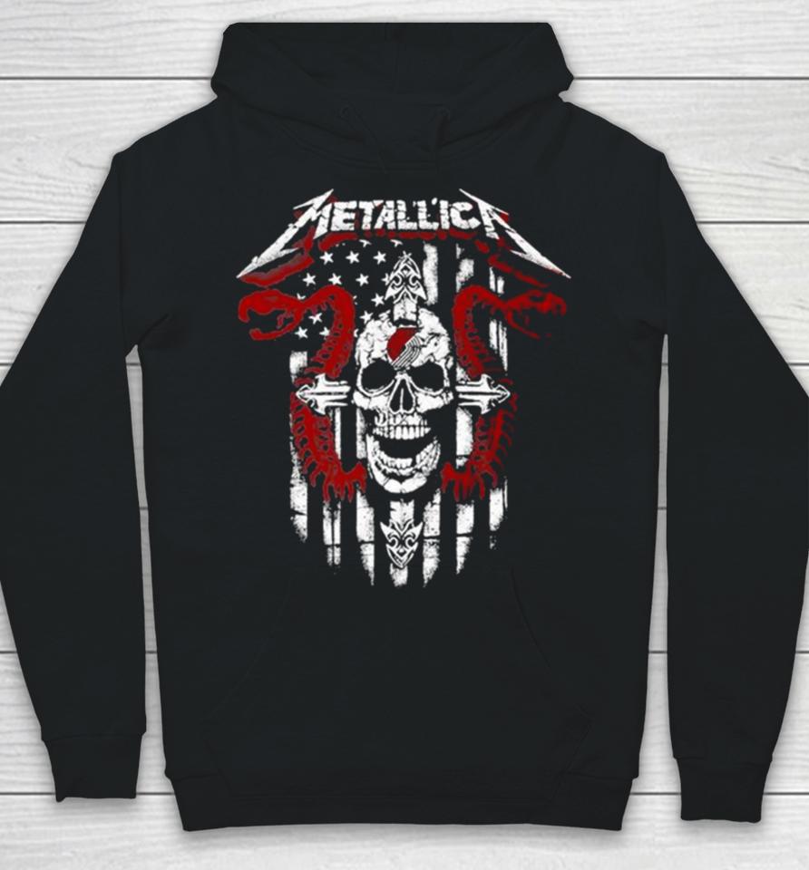Metallica Snake Skull Portland Trail Blazers Logo Gildan 2023 Hoodie