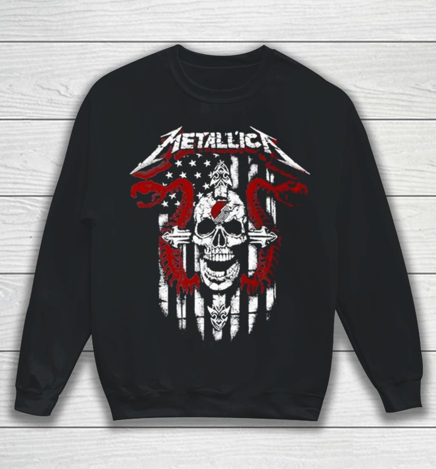 Metallica Snake Skull Portland Trail Blazers Logo Gildan 2023 Sweatshirt