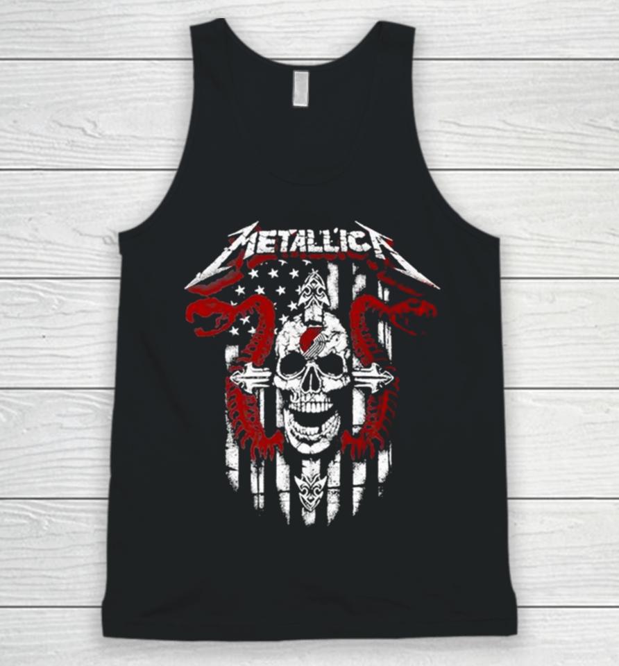 Metallica Snake Skull Portland Trail Blazers Logo Gildan 2023 Unisex Tank Top