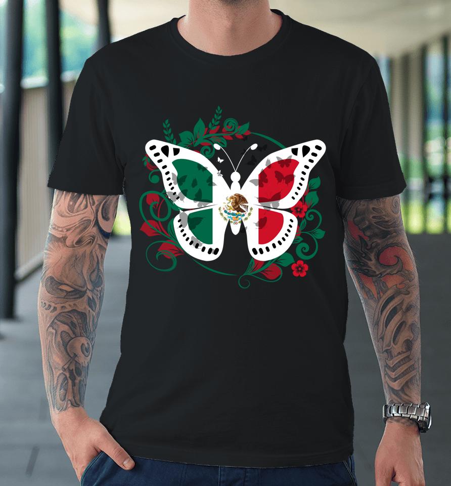 Mexican Flag Butterfly Mexican Womens Girls Cinco De Mayo Premium T-Shirt