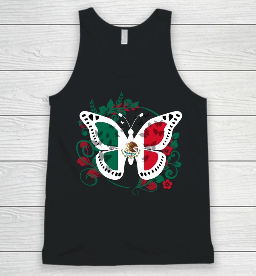 Mexican Flag Butterfly Mexican Womens Girls Cinco De Mayo Unisex Tank Top