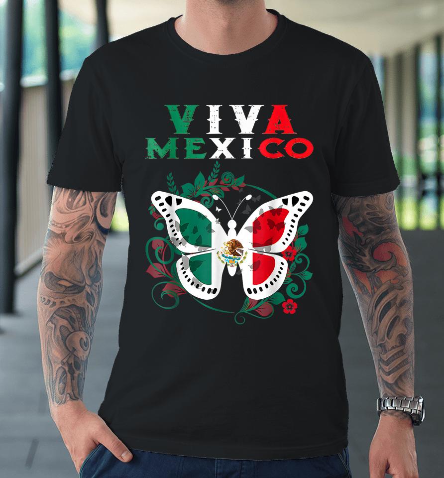 Mexican Independence Day Butterfly Mexico Pride Mexican Flag Premium T-Shirt