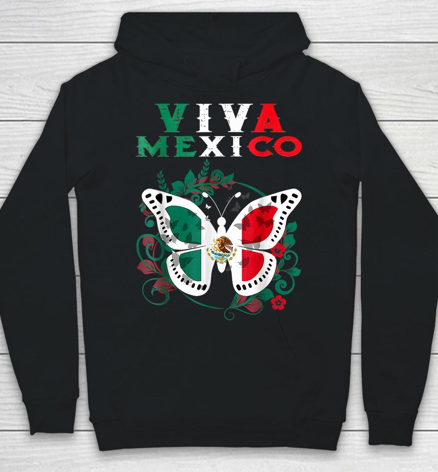 Mexican Independence Day Butterfly Mexico Pride Mexican Flag Hoodie