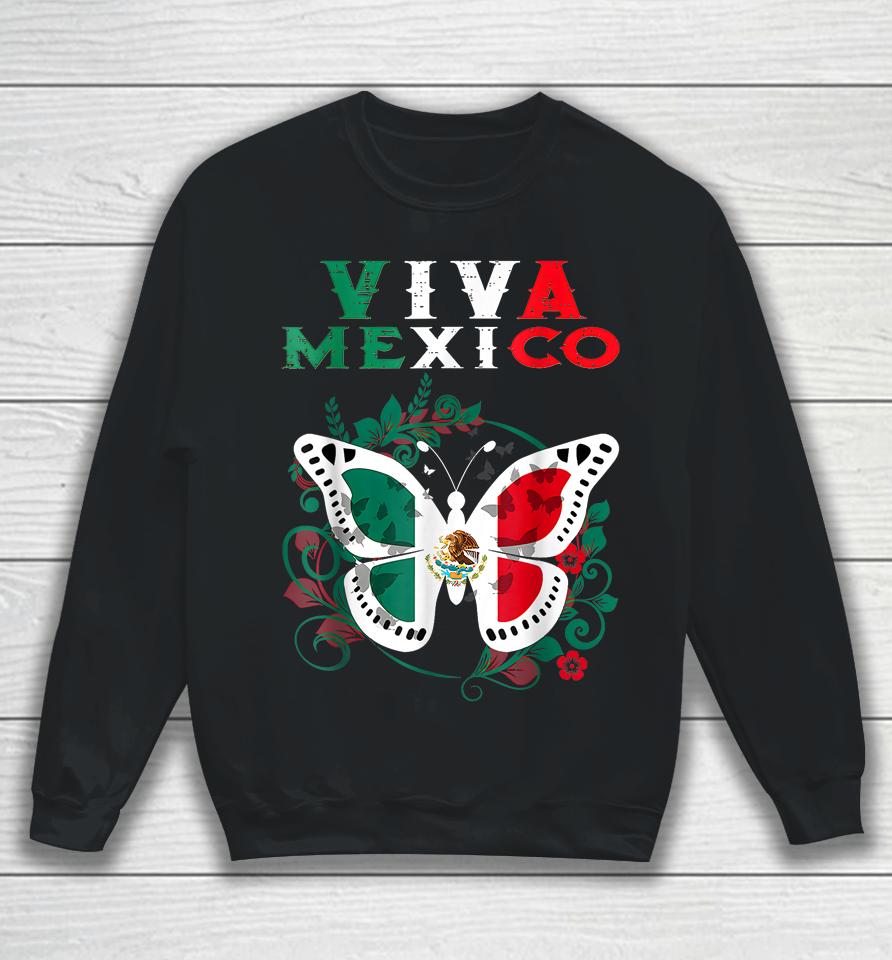 Mexican Independence Day Butterfly Mexico Pride Mexican Flag Sweatshirt