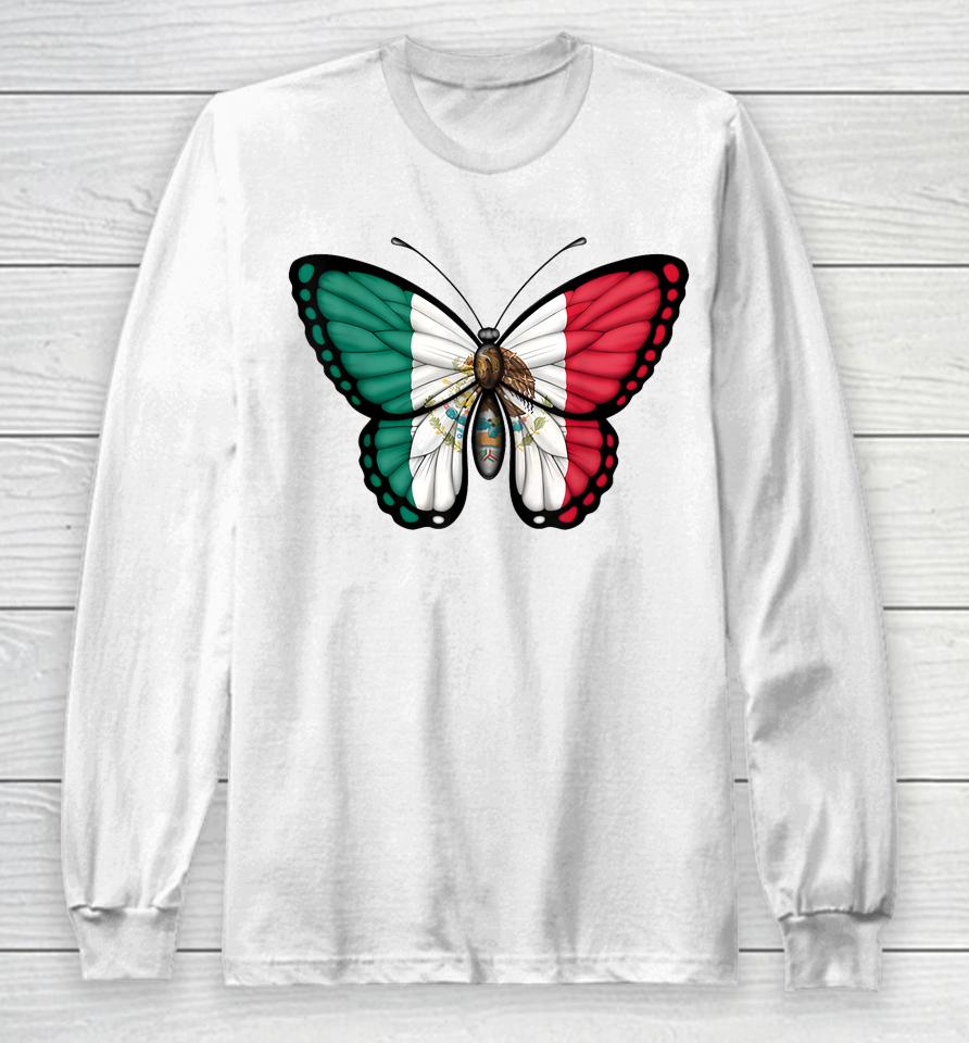 Mexican Independence Day Butterfly Mexico Long Sleeve T-Shirt
