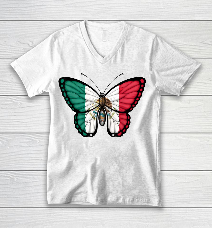 Mexican Independence Day Butterfly Mexico Unisex V-Neck T-Shirt