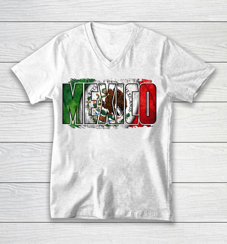 Mexican Independence Day Mexico Flag Eagle Unisex V-Neck T-Shirt