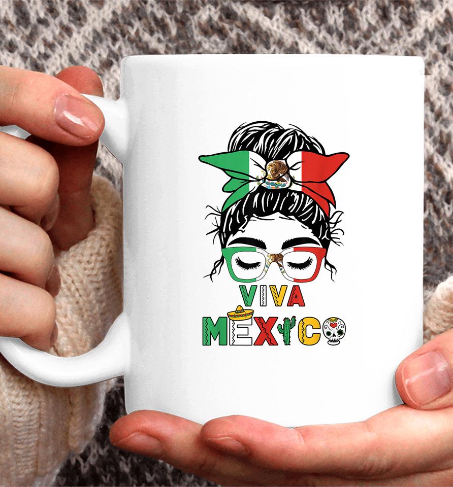 Mexican Independence Funny Viva Mexico Messy Bun Hair Coffee Mug