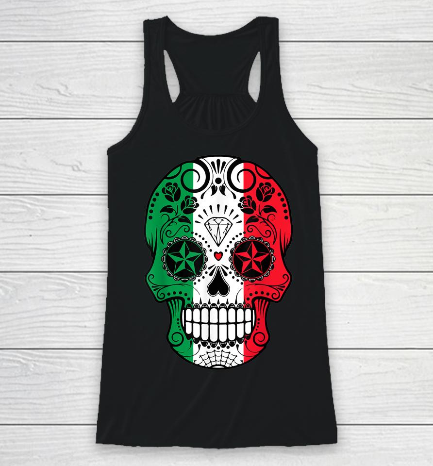 Mexican Sugar Skull Cinco De Mayo Skull Racerback Tank