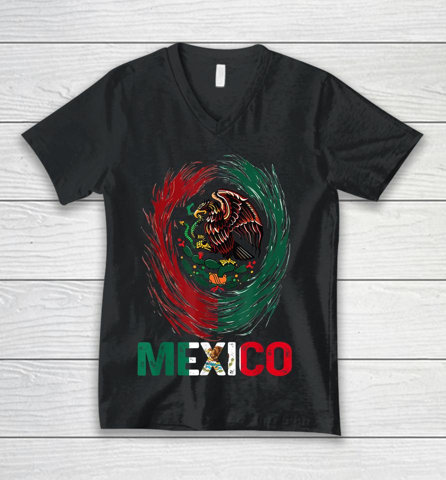 Mexican Viva Mexico Independence Day Flag Unisex V-Neck T-Shirt