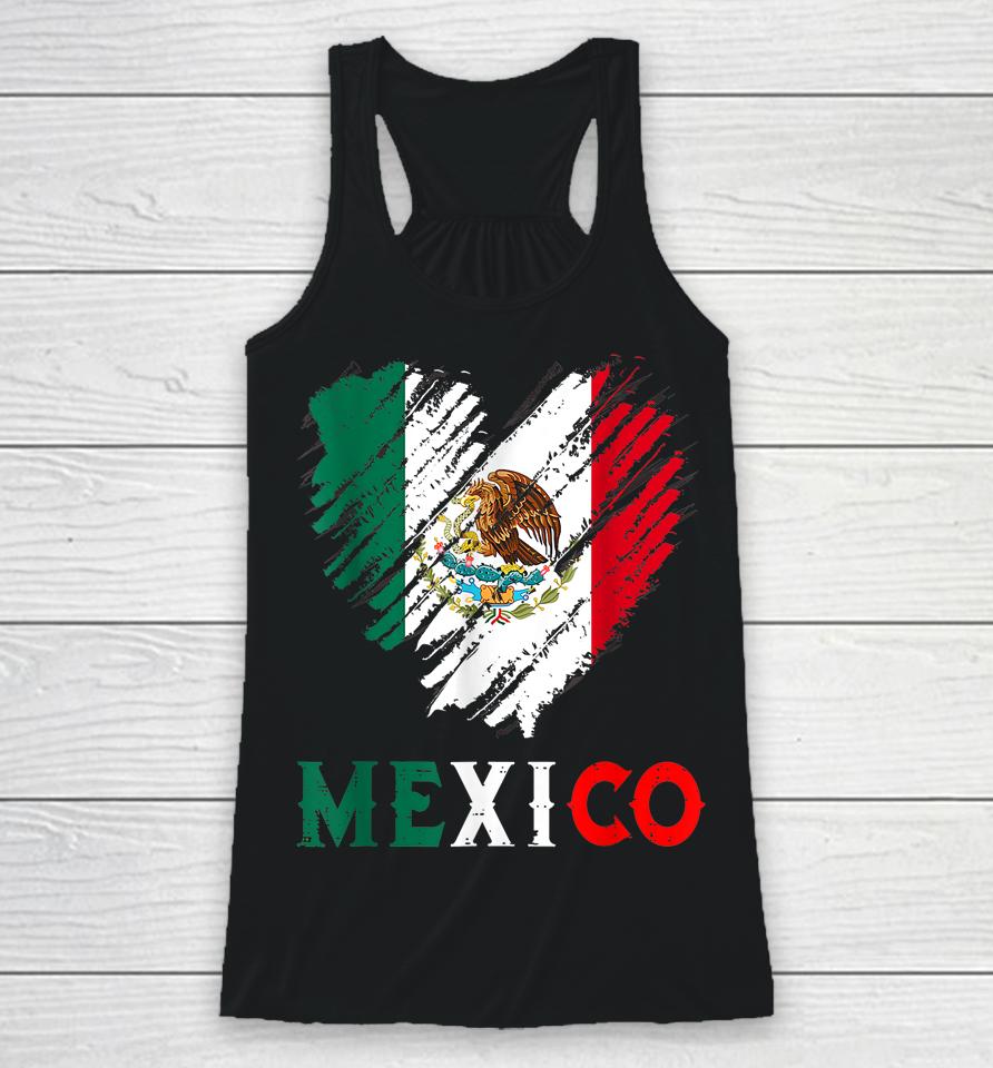 Mexico City Mexican Flag Heart Viva Mexico Independence Day Racerback Tank
