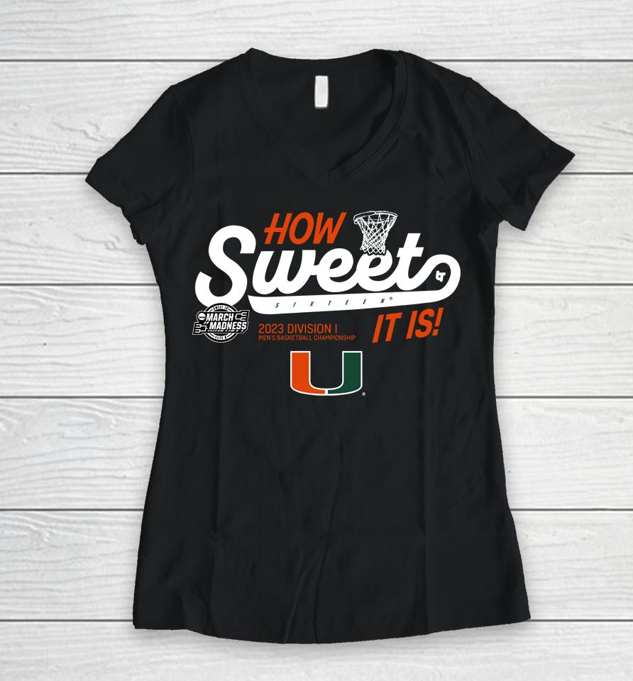 Miami Basketball Sweet Sixteen Women V-Neck T-Shirt