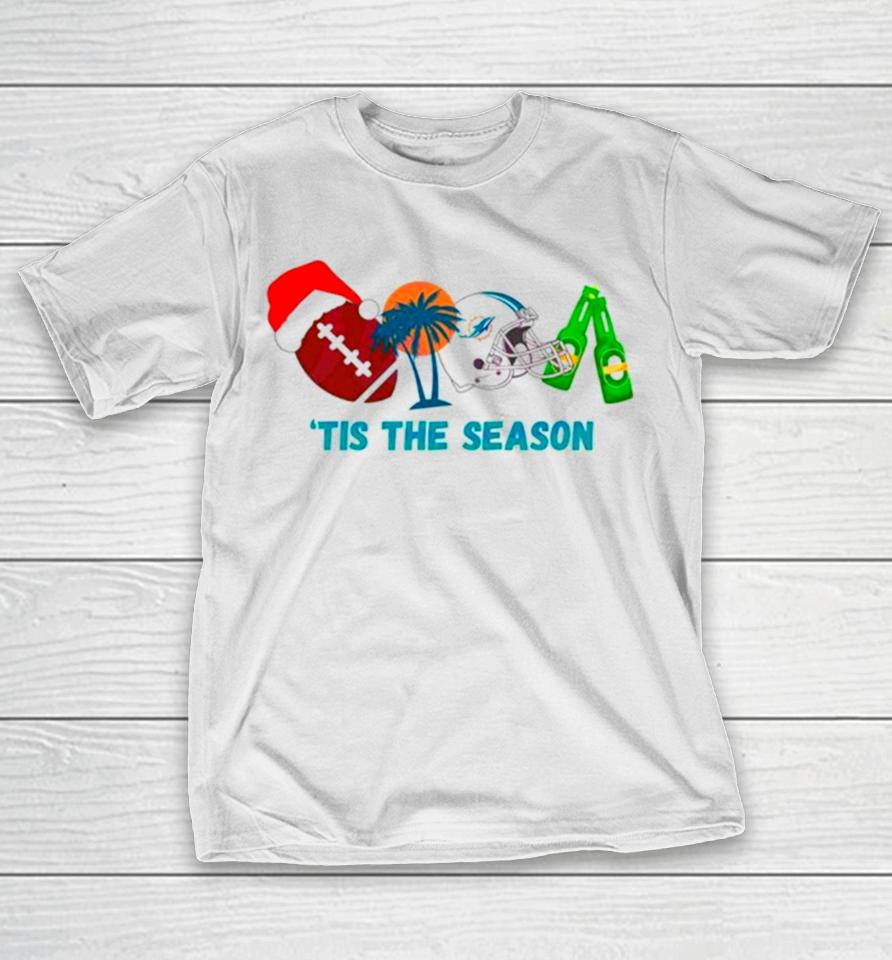 Miami Dolphins Christmas Football Tis The Season T-Shirt
