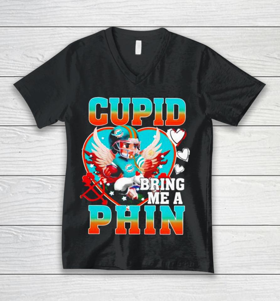 Miami Dolphins Cupid Bring Me A Phin Valentine Unisex V-Neck T-Shirt