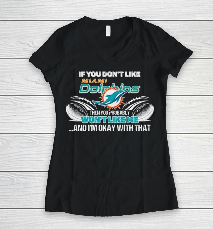 Miami Dolphins Nfl 2024 American Football Conference Women V-Neck T-Shirt