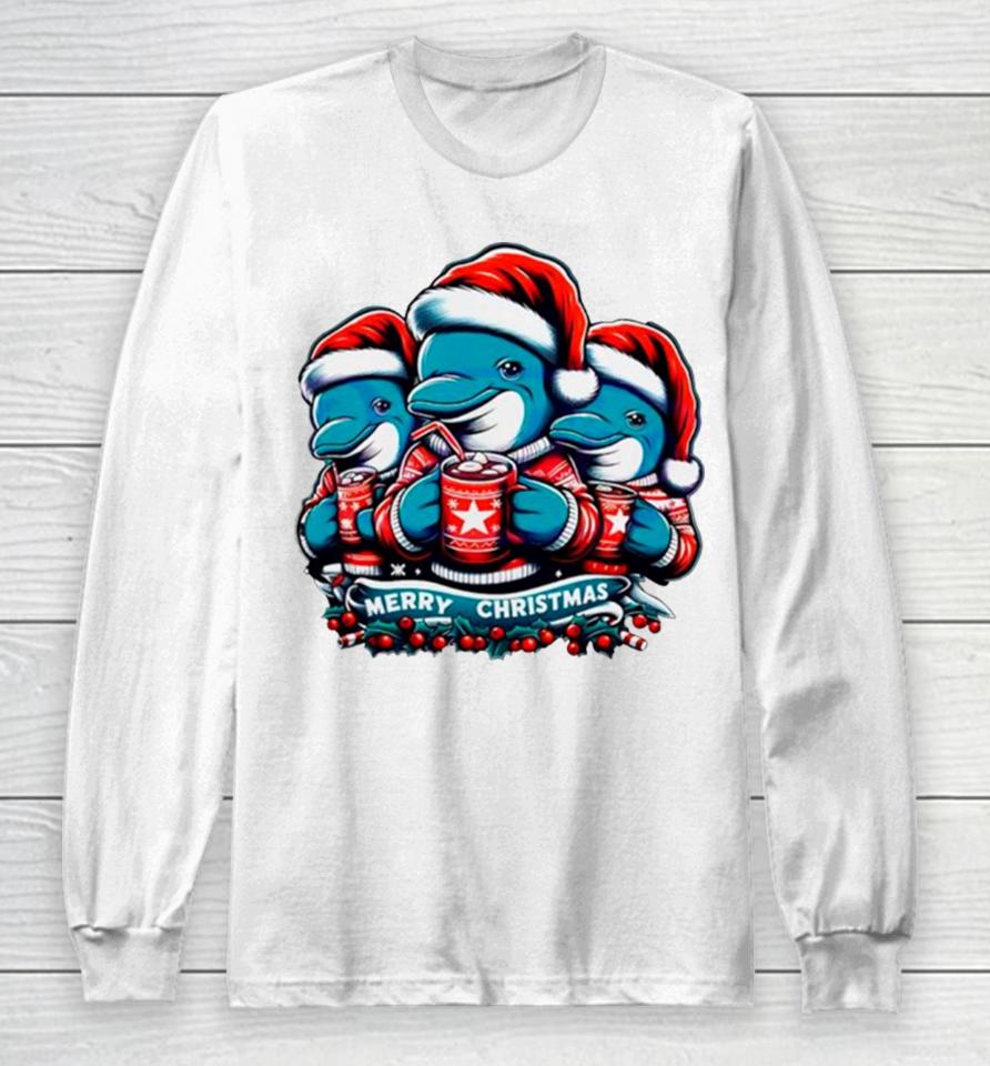 Miami Dolphins Nfl Team Merry Christmas Long Sleeve T-Shirt