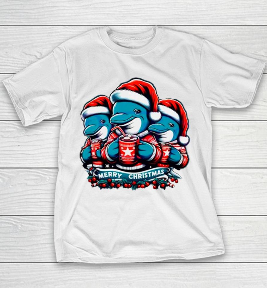 Miami Dolphins Nfl Team Merry Christmas Youth T-Shirt