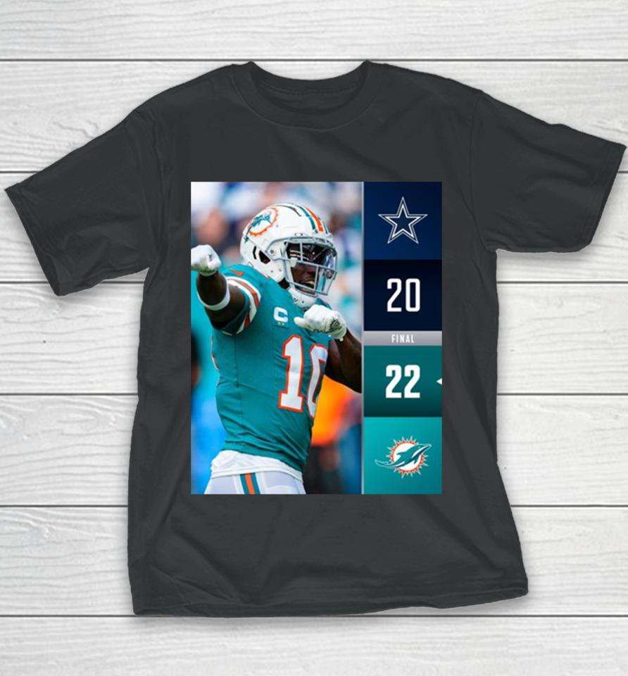 Miami Dolphins Win 22 20 Dallas Cowboys 2023 Nfl Final Score Youth T-Shirt