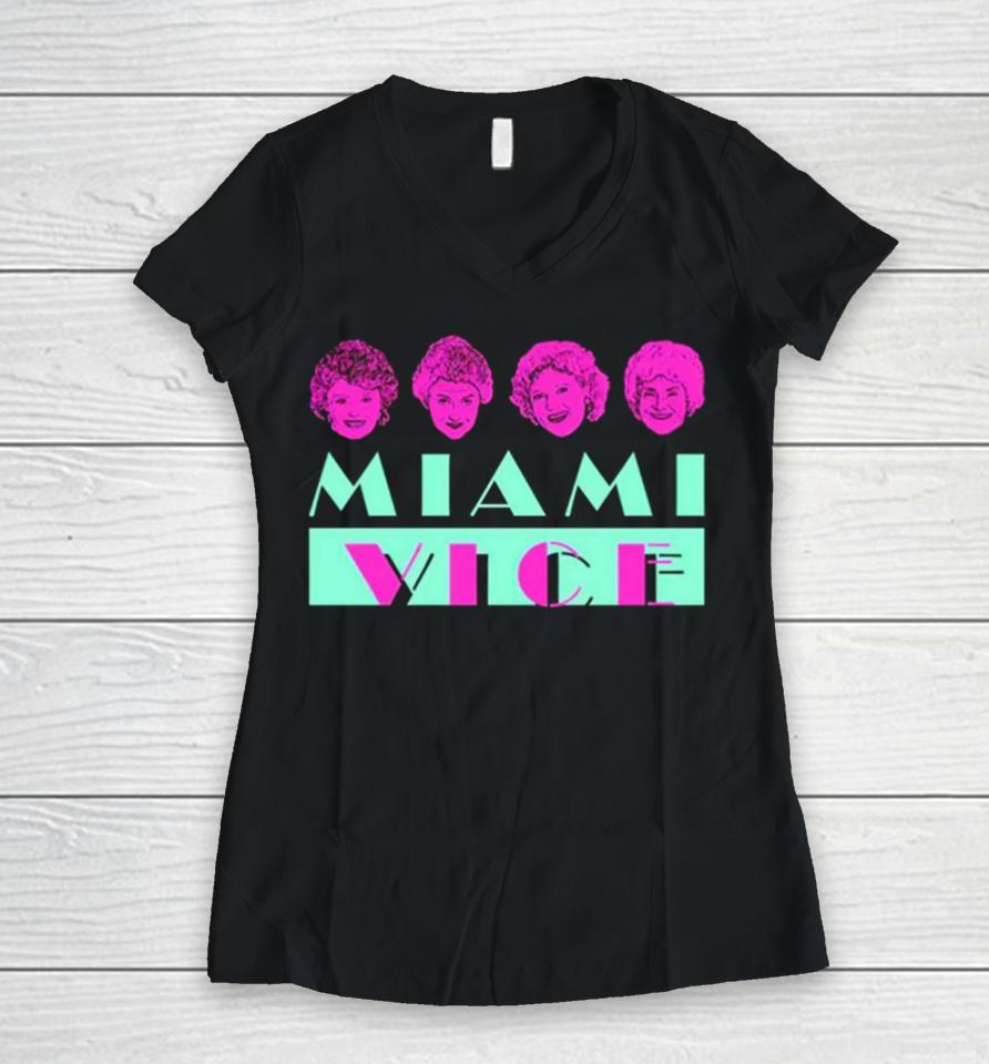Miami Golden Vice Women V-Neck T-Shirt