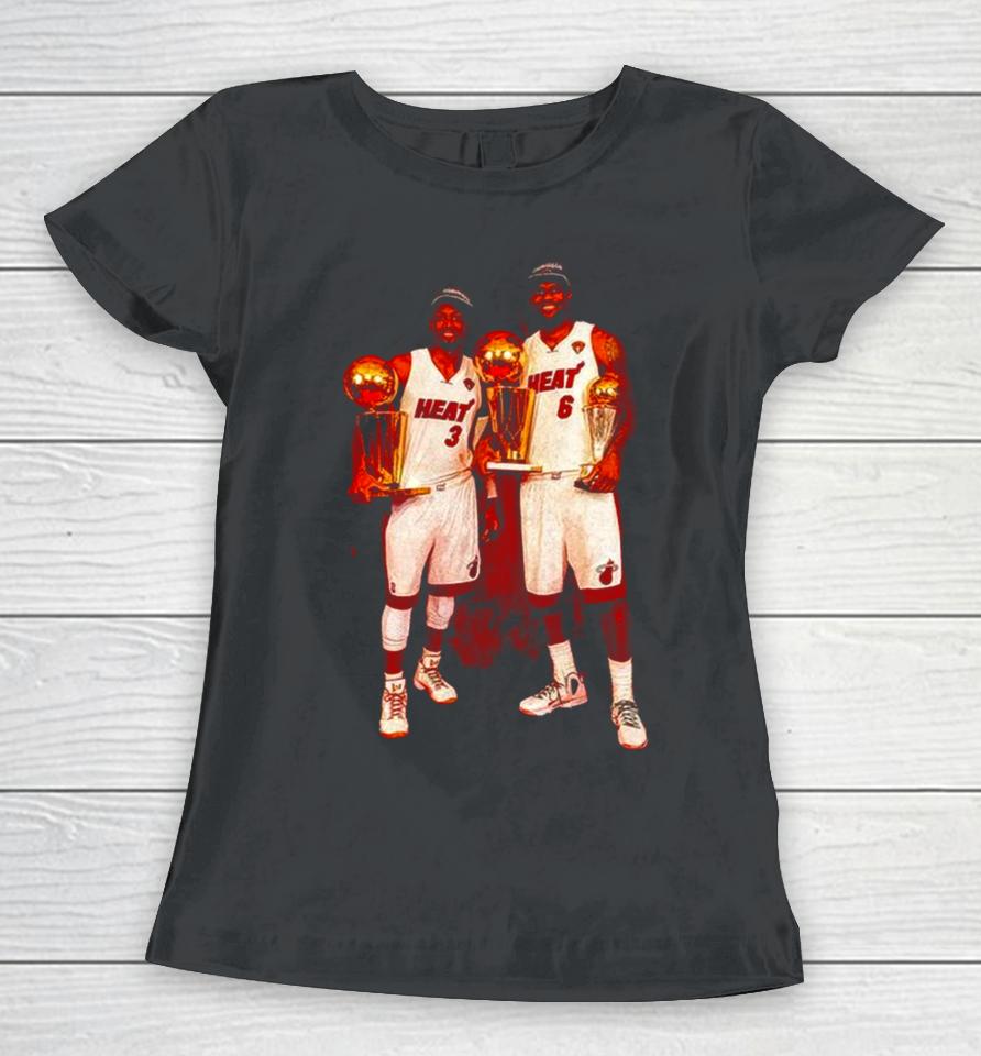 Miami Heat Lebron James And Dwyane Wade Women T-Shirt